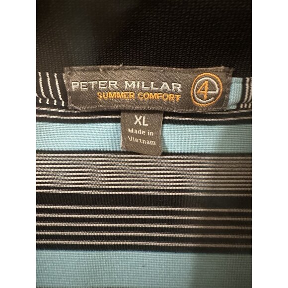 Peter Millar Summer Comfort 4e Men’s Size XL Golf Sports Polo Black Blue Stripes - Picture 2 of 4